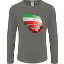 Curled Iran Flag Iranian Day Football Mens Long Sleeve T-Shirt Charcoal