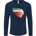 Curled Iran Flag Iranian Day Football Mens Long Sleeve T-Shirt Navy Blue