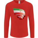 Curled Iran Flag Iranian Day Football Mens Long Sleeve T-Shirt Red