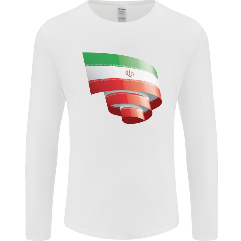 Curled Iran Flag Iranian Day Football Mens Long Sleeve T-Shirt White