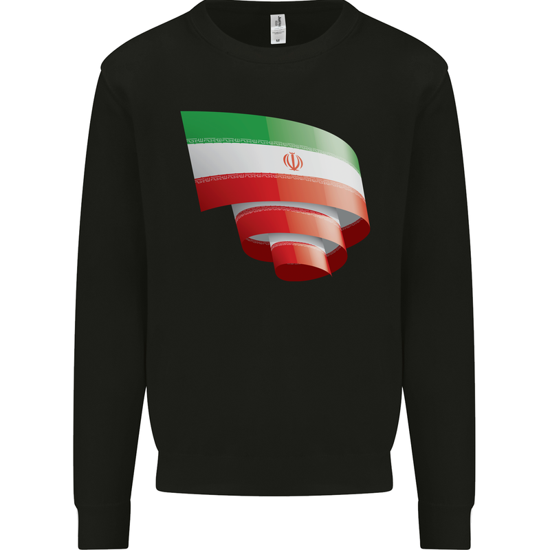 Curled Iran Flag Iranian Day Football Mens Sweatshirt Jumper Black
