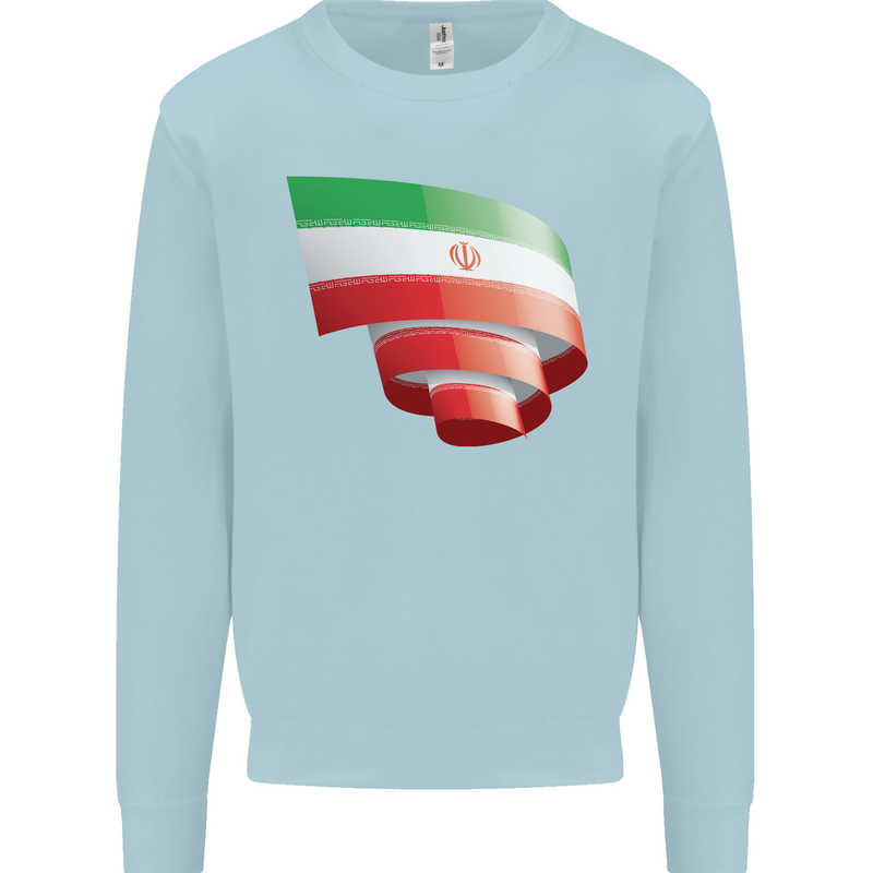 Curled Iran Flag Iranian Day Football Mens Sweatshirt Jumper Light Blue