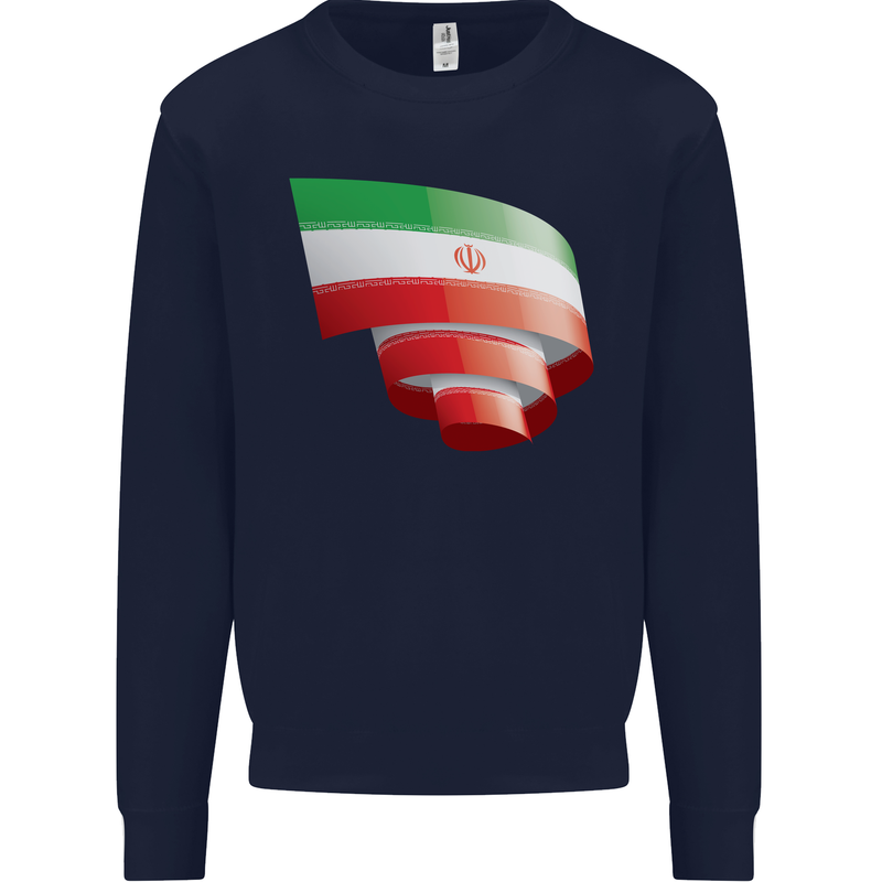 Curled Iran Flag Iranian Day Football Mens Sweatshirt Jumper Navy Blue