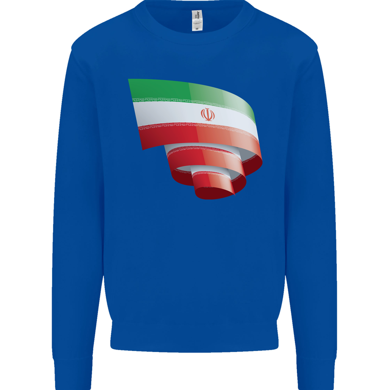 Curled Iran Flag Iranian Day Football Mens Sweatshirt Jumper Royal Blue