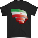 Curled Iran Flag Iranian Day Football Mens T-Shirt 100% Cotton Black