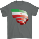 Curled Iran Flag Iranian Day Football Mens T-Shirt 100% Cotton Charcoal