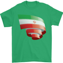 Curled Iran Flag Iranian Day Football Mens T-Shirt 100% Cotton Irish Green