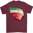 Curled Iran Flag Iranian Day Football Mens T-Shirt 100% Cotton Maroon
