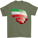 Curled Iran Flag Iranian Day Football Mens T-Shirt 100% Cotton Military Green