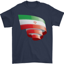 Curled Iran Flag Iranian Day Football Mens T-Shirt 100% Cotton Navy Blue