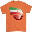 Curled Iran Flag Iranian Day Football Mens T-Shirt 100% Cotton Orange