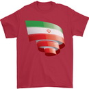 Curled Iran Flag Iranian Day Football Mens T-Shirt 100% Cotton Red