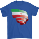 Curled Iran Flag Iranian Day Football Mens T-Shirt 100% Cotton Royal Blue