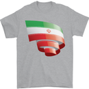 Curled Iran Flag Iranian Day Football Mens T-Shirt 100% Cotton Sports Grey