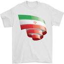 Curled Iran Flag Iranian Day Football Mens T-Shirt 100% Cotton White