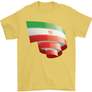Curled Iran Flag Iranian Day Football Mens T-Shirt 100% Cotton Yellow