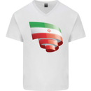 Curled Iran Flag Iranian Day Football Mens V-Neck Cotton T-Shirt White