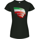 Curled Iran Flag Iranian Day Football Womens Petite Cut T-Shirt Black