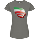Curled Iran Flag Iranian Day Football Womens Petite Cut T-Shirt Charcoal