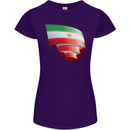 Curled Iran Flag Iranian Day Football Womens Petite Cut T-Shirt Purple