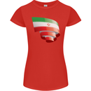 Curled Iran Flag Iranian Day Football Womens Petite Cut T-Shirt Red