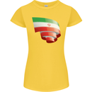 Curled Iran Flag Iranian Day Football Womens Petite Cut T-Shirt Yellow