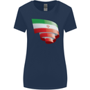Curled Iran Flag Iranian Day Football Womens Wider Cut T-Shirt Navy Blue
