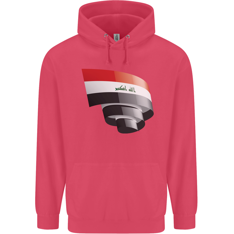 Curled Iraq Flag Iraqi Day Football Childrens Kids Hoodie Heliconia