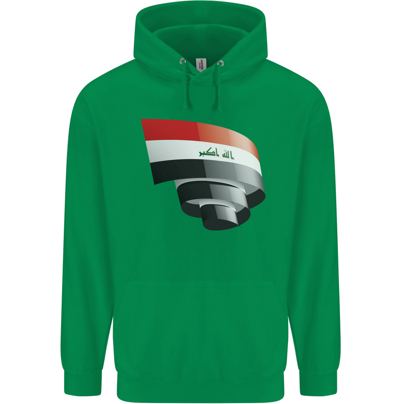 Curled Iraq Flag Iraqi Day Football Childrens Kids Hoodie Irish Green