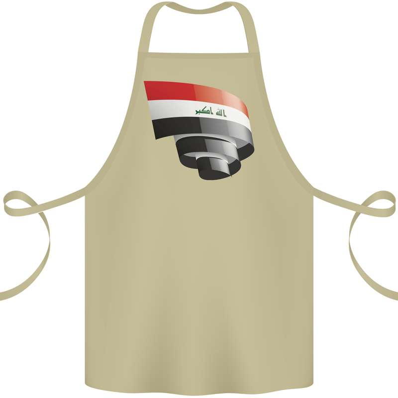 Curled Iraq Flag Iraqi Day Football Cotton Apron 100% Organic Khaki