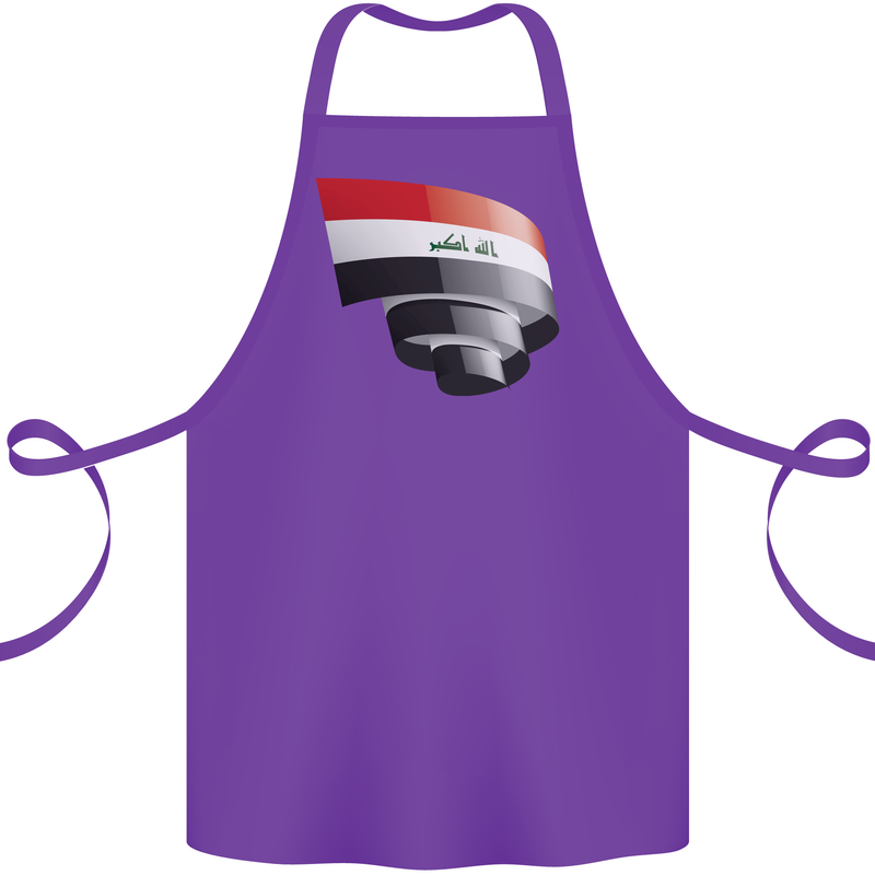 Curled Iraq Flag Iraqi Day Football Cotton Apron 100% Organic Purple