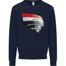 Curled Iraq Flag Iraqi Day Football Kids Sweatshirt Jumper Navy Blue