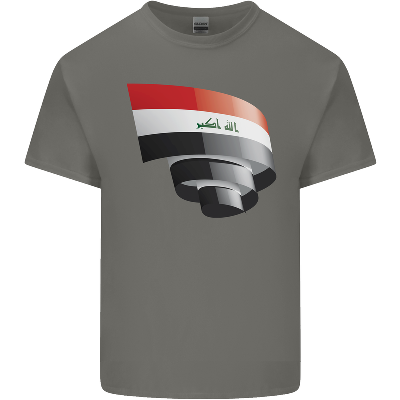 Curled Iraq Flag Iraqi Day Football Kids T-Shirt Childrens Charcoal