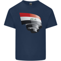 Curled Iraq Flag Iraqi Day Football Kids T-Shirt Childrens Navy Blue