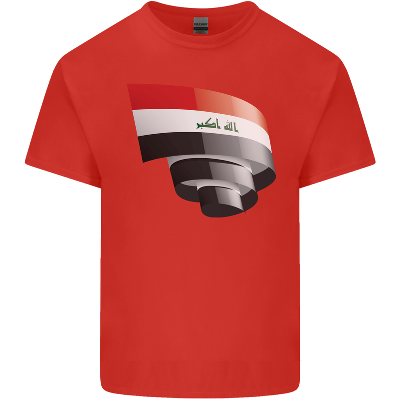 Curled Iraq Flag Iraqi Day Football Kids T-Shirt Childrens Red