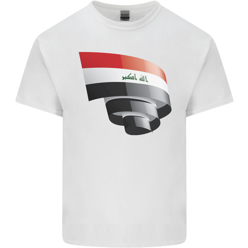 Curled Iraq Flag Iraqi Day Football Kids T-Shirt Childrens White