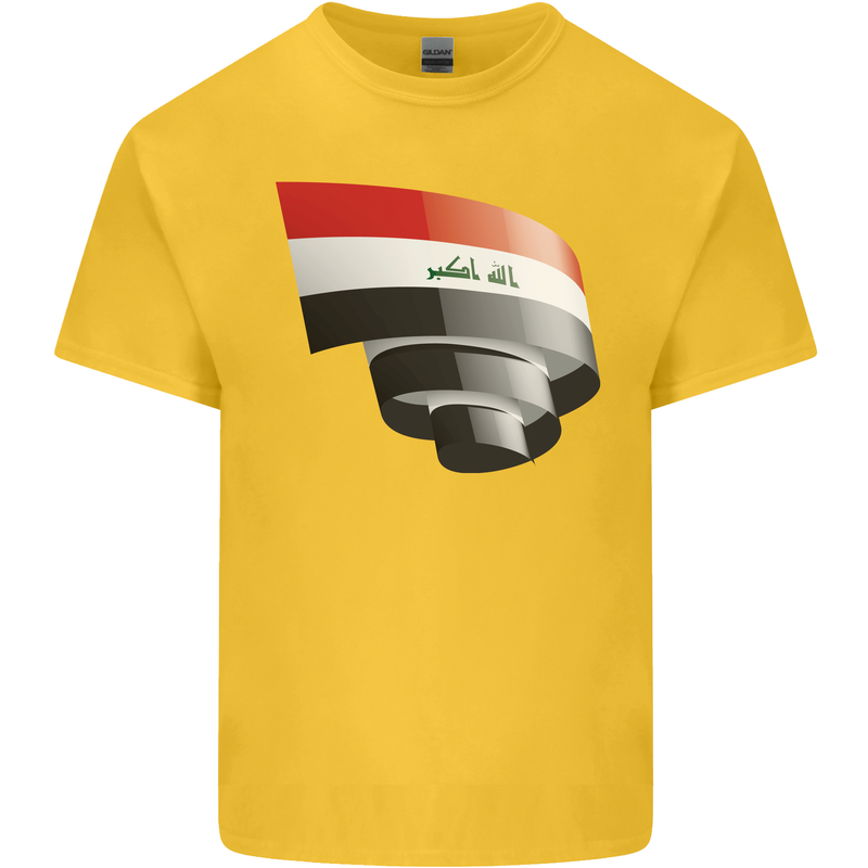 Curled Iraq Flag Iraqi Day Football Kids T-Shirt Childrens Yellow