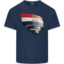 Curled Iraq Flag Iraqi Day Football Mens Cotton T-Shirt Tee Top Navy Blue