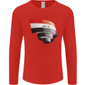 Curled Iraq Flag Iraqi Day Football Mens Long Sleeve T-Shirt Red
