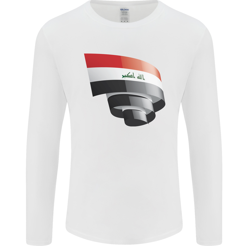 Curled Iraq Flag Iraqi Day Football Mens Long Sleeve T-Shirt White