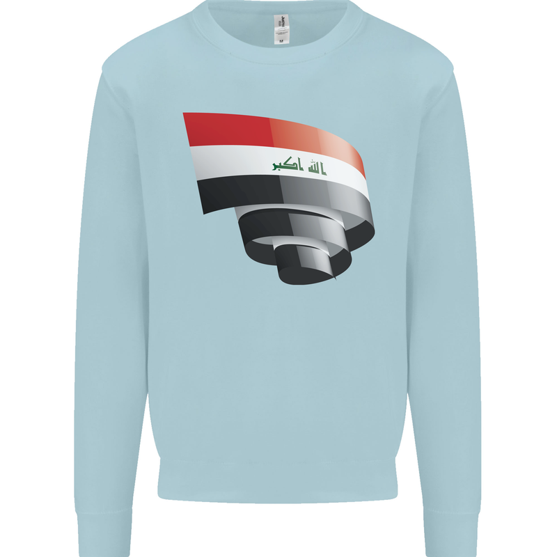Curled Iraq Flag Iraqi Day Football Mens Sweatshirt Jumper Light Blue