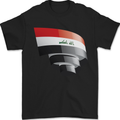 Curled Iraq Flag Iraqi Day Football Mens T-Shirt 100% Cotton Black