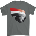 Curled Iraq Flag Iraqi Day Football Mens T-Shirt 100% Cotton Charcoal