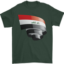 Curled Iraq Flag Iraqi Day Football Mens T-Shirt 100% Cotton Forest Green