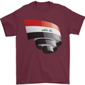 Curled Iraq Flag Iraqi Day Football Mens T-Shirt 100% Cotton Maroon