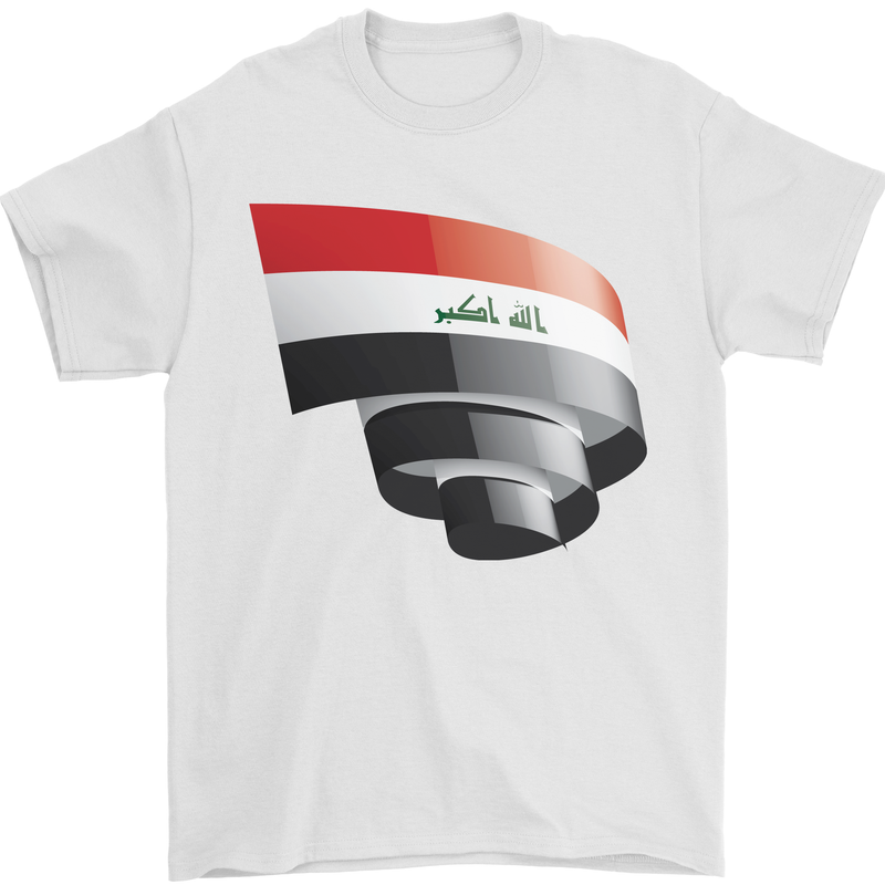 Curled Iraq Flag Iraqi Day Football Mens T-Shirt 100% Cotton White