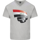 Curled Iraq Flag Iraqi Day Football Mens V-Neck Cotton T-Shirt Sports Grey