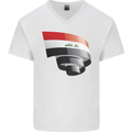 Curled Iraq Flag Iraqi Day Football Mens V-Neck Cotton T-Shirt White