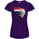 Curled Iraq Flag Iraqi Day Football Womens Petite Cut T-Shirt Purple