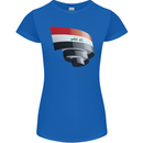 Curled Iraq Flag Iraqi Day Football Womens Petite Cut T-Shirt Royal Blue